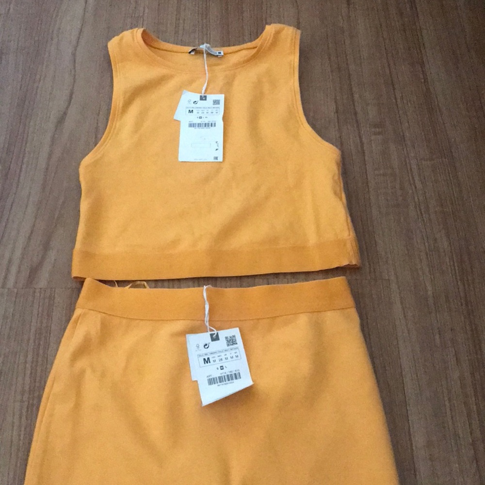 Zara High Neck Cropped Top and Fitted Skirt